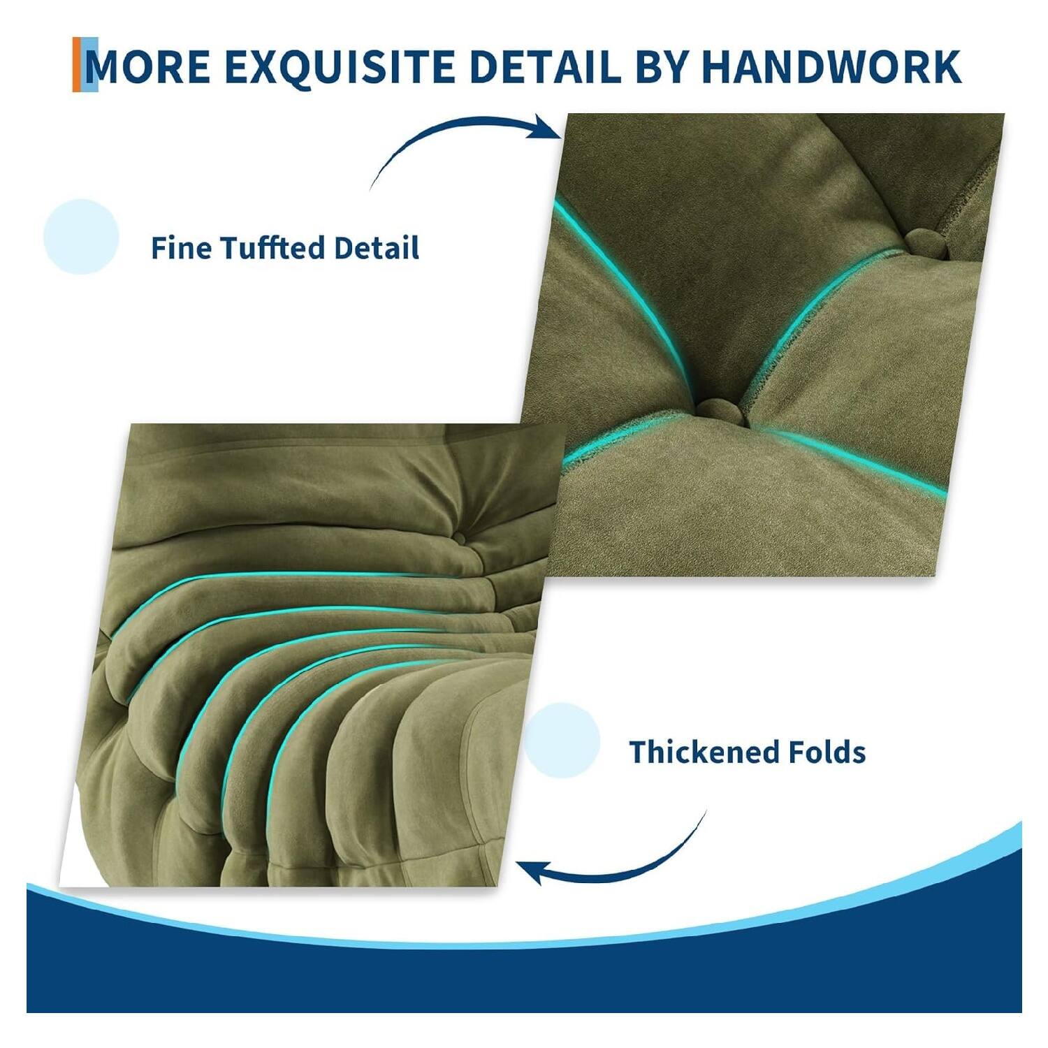 MORE EXQUISITE DETAIL BY HANDWORK

- Fine Tuffed Detail
- Thickened Folds