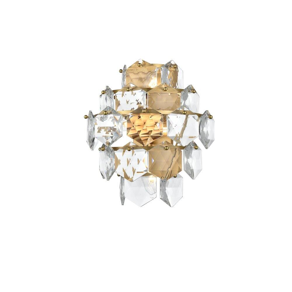 Angle. Elegant Lighting - Adaline 14 Inch Wall Sconce In Satin Gold - Satin Gold And Clear.