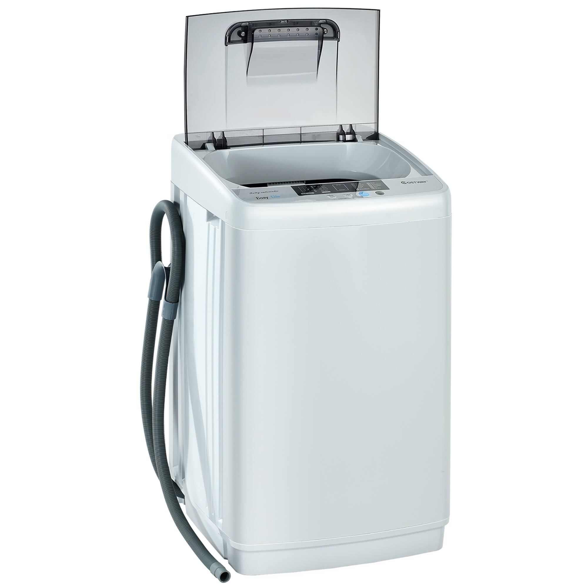 Alt View 15. Costway - Portable Full-Automatic Laundry Washing Machine 8.8 lb. Spin Washer with Drain Pump - Grey.