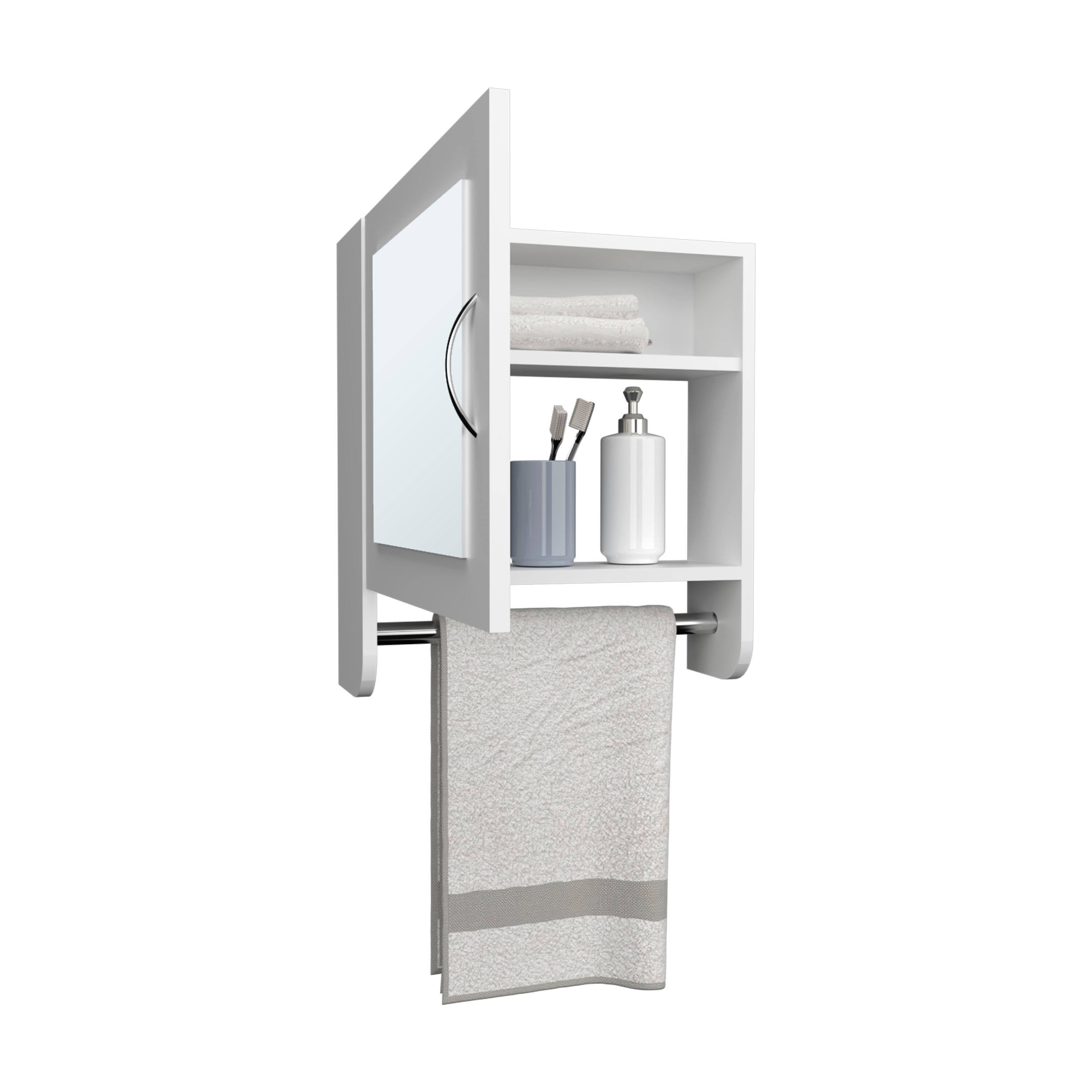 Alt View 1. TuHome - Botiq Mirror Medicine Cabinet With Towel Rack White, One Door With Two Interior Shelves For Bathroom - White.