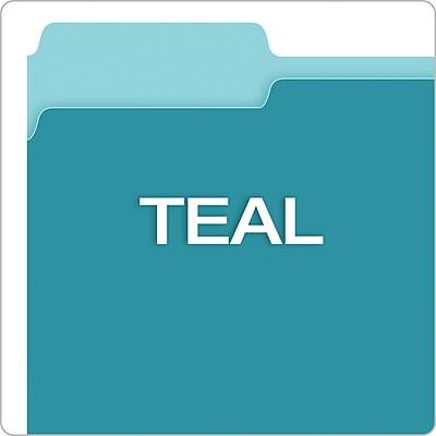 Alt View 3. Pendaflex - Pendaflex Recycled File Folder, 2/5-Cut Tab, Letter Size, Aqua, 100/Box (42101/3AQU) - Aqua.