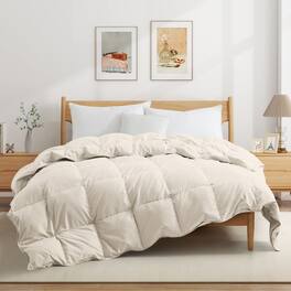 Peace Nest - Lightweight Summer White Goose Down Feather Fiber Comforter Duvet Insert - Twin - Cream