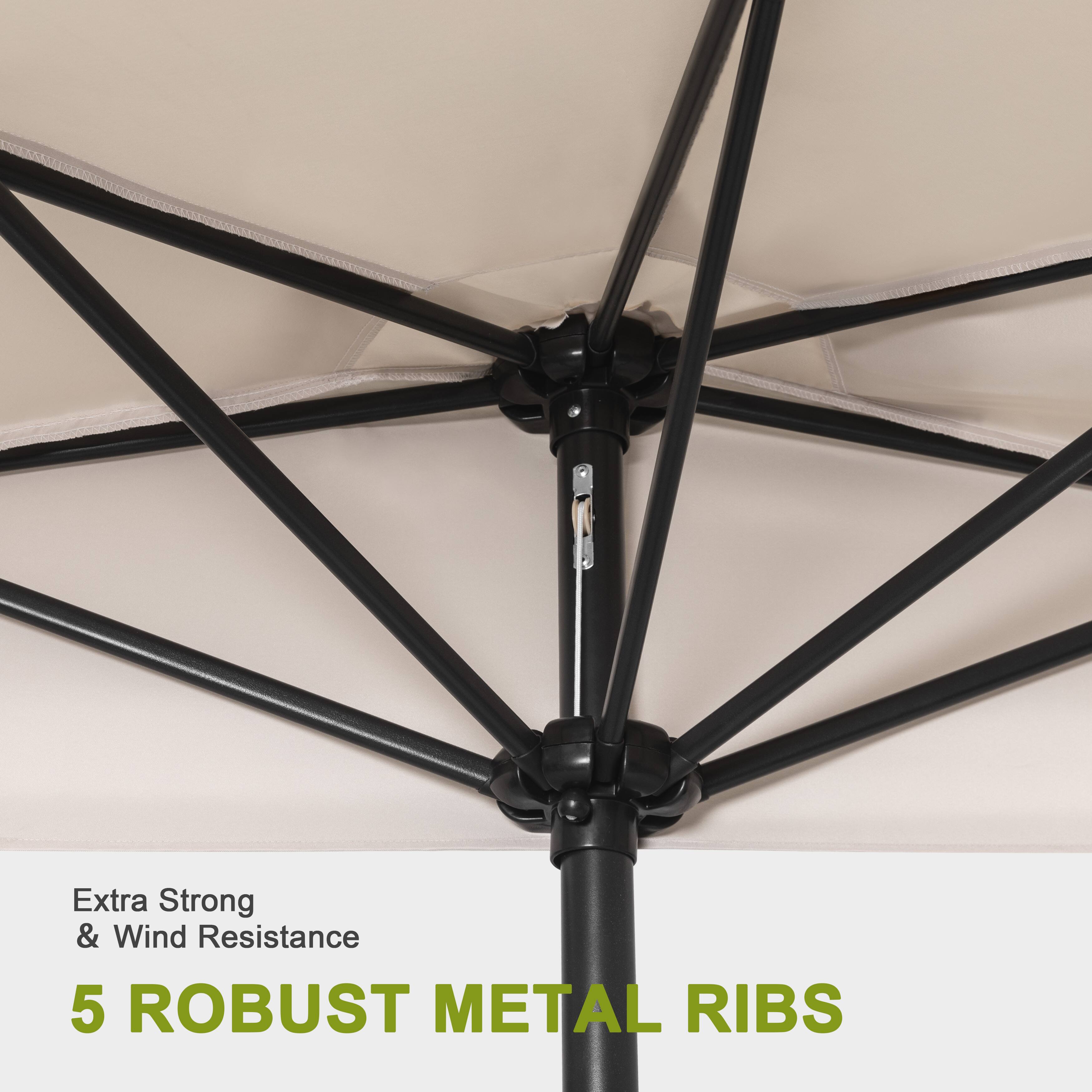 Extra Strong & Wind Resistance  
5 ROBUST METAL RIBS