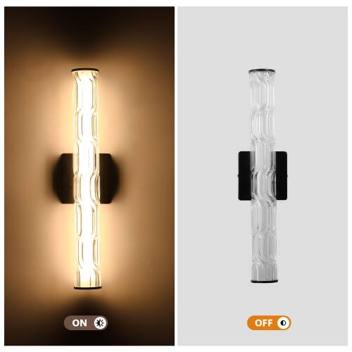 Left. LUCKY ONE - 19.7in Wall Sconce Set of 2, Black K9 Crystal Vanity Light for Bathroom Bedroom Hallway Stairway - Black.