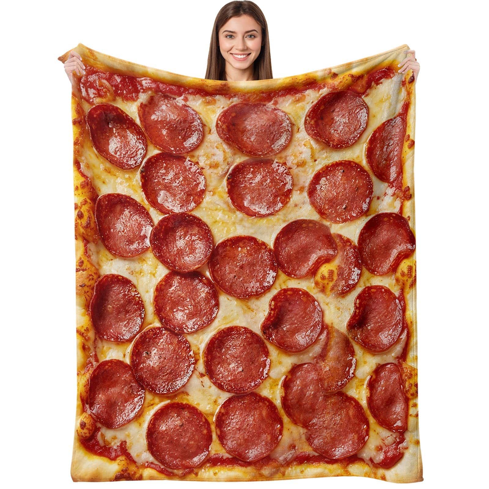 Fabibe - Realistic Toast Throw Blanket Super Soft Warm Flannel Fleece Nap Food Blankets For Couch Dorm And Bedding Funny Gag - Pizza 60L" x 50W"
