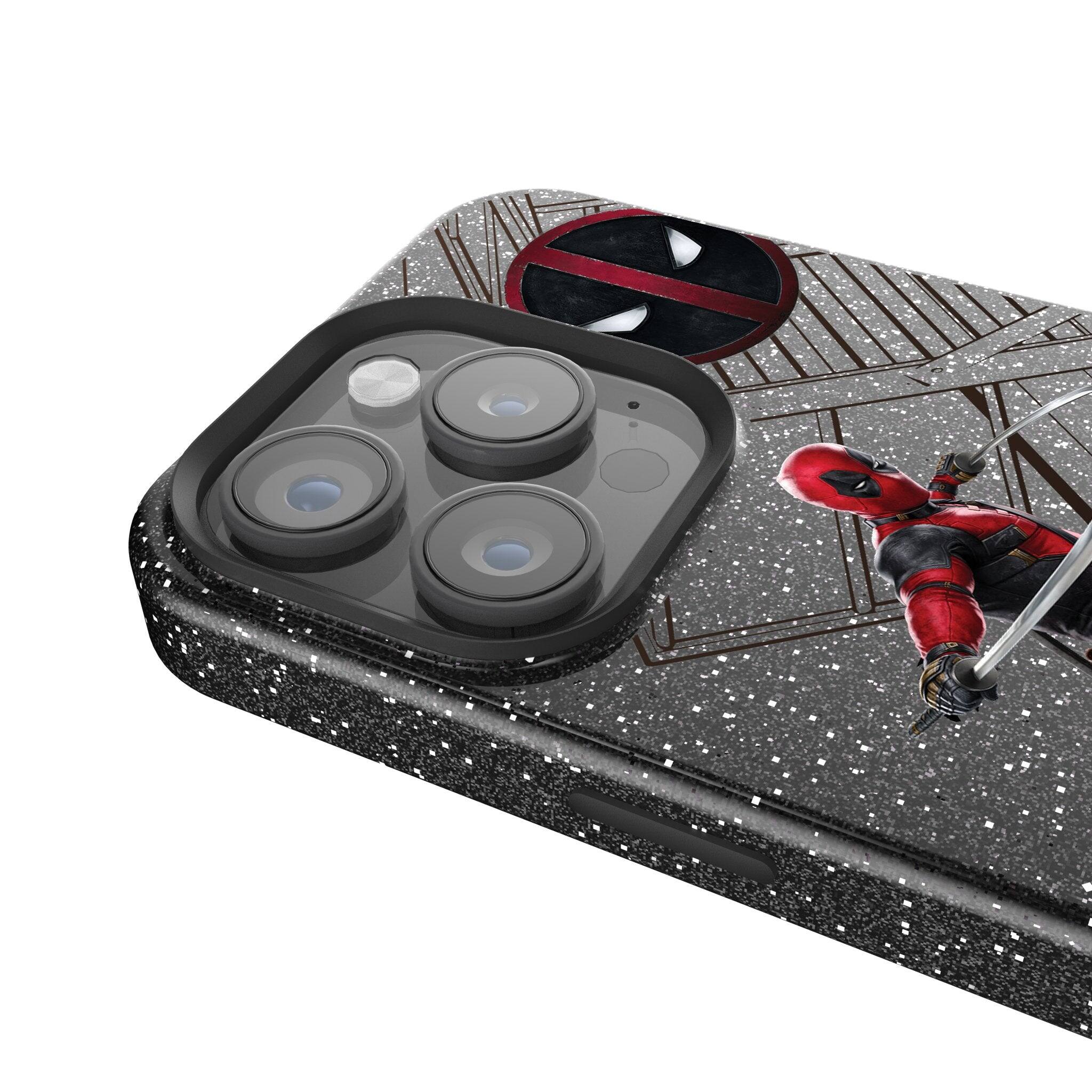 Back. Keyscaper - Marvel MechLine Black Bling Phone Case - Apple iPhone 14 Pro - Deadpool.