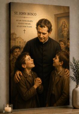 FC Design - Large St John Bosco Catholic Wall Art Canvas Print 24x36" Inspirational Youth Ministry Christian Home Decor - MultiColor