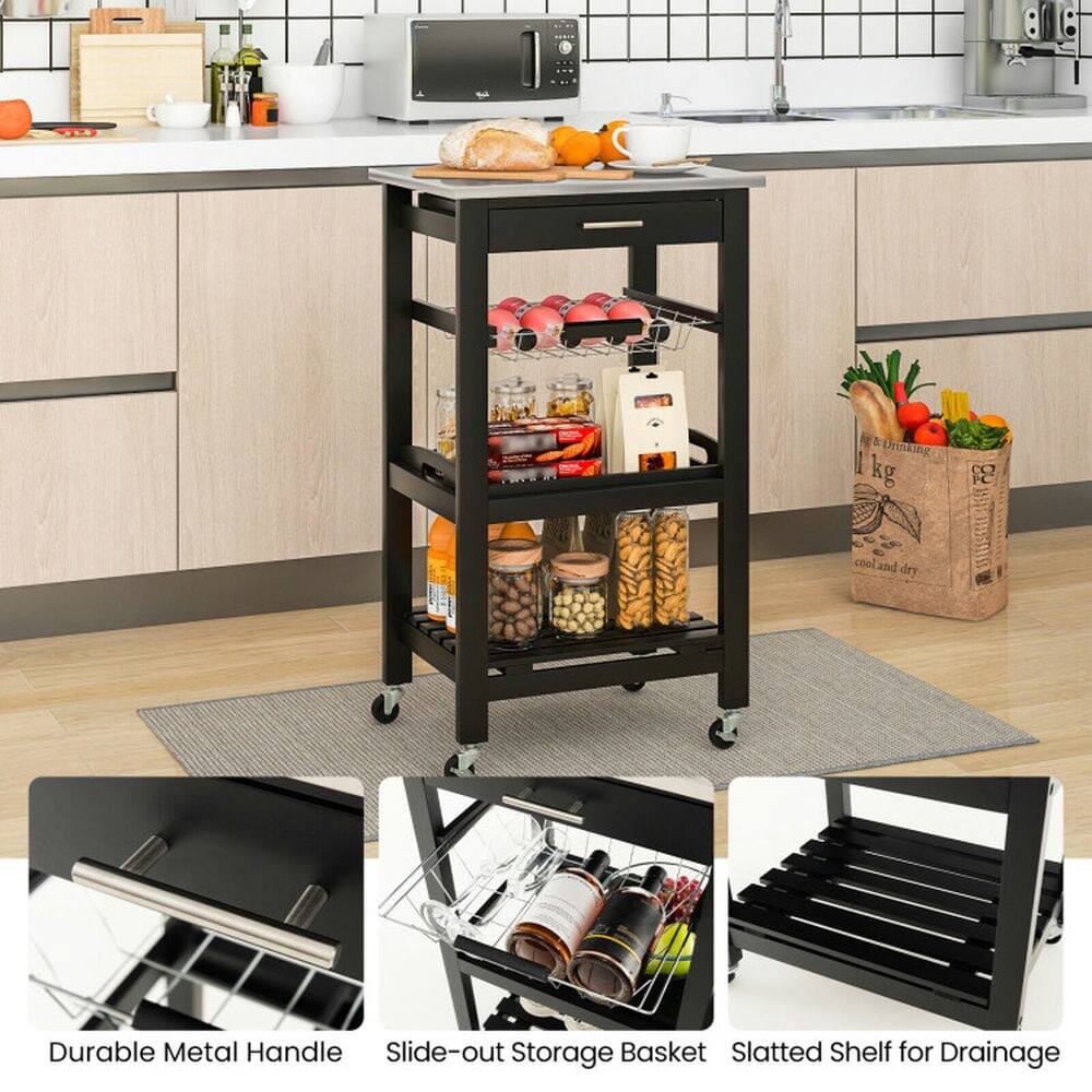 R Dristking kg g cool and dry Durable Metal Handle Slide-out Storage Basket Slatted Shelf for Drainage