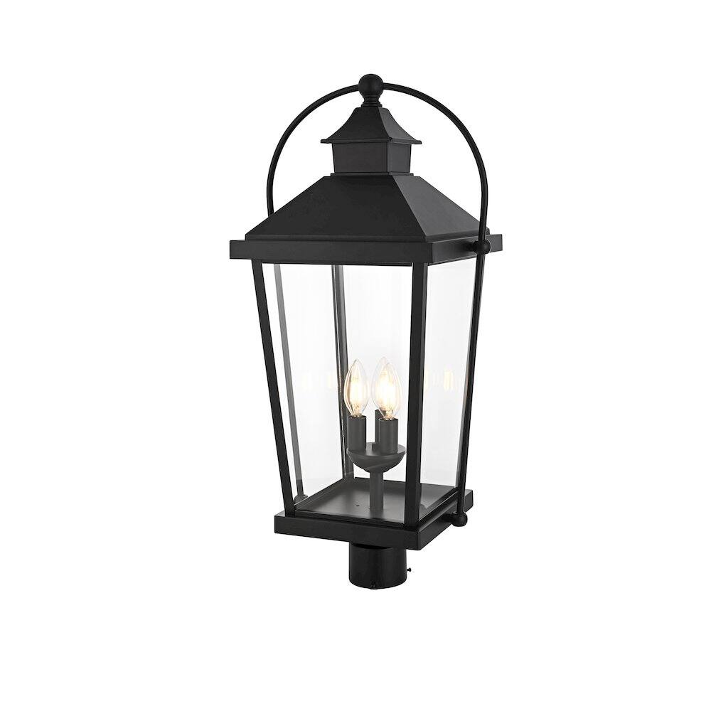 Angle. Elegant Lighting - Luz 27 inch Outdoor Post light in Black - Black And Clear.