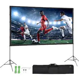 VEVOR - Projector Screen with Stand, 120 inch 16:9 4K 1080 HD Outdoor Movie Screen with Stand, Wrinkle-Free Projection Screen - Black