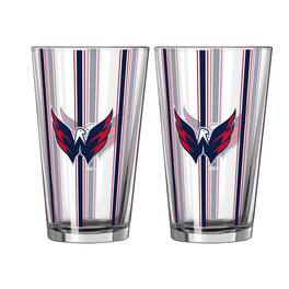 Logo Brands - Washington Capitals Two-Piece 16oz. Striped Pint Glass Set - Multicolor