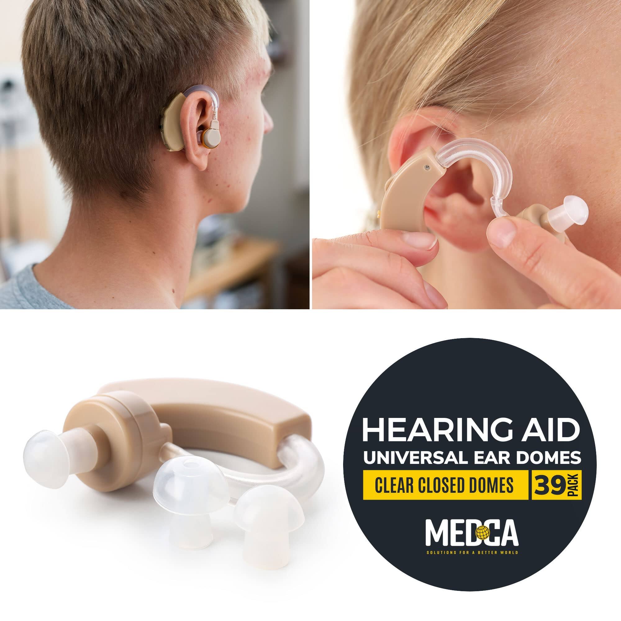 HEARING AID  
UNIVERSAL EAR DOMES  
CLEAR CLOSED DOMES  
39 PACK  

MEDCA  
SOLUTIONS FOR A BETTER WORLD