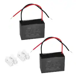 Unique Bargains - 2pcs 35uF CBB61 Ceiling Fan Capacitor, AC 450V 2 Wires with Terminal Blocks for Pump Motor Generator Blower - Black