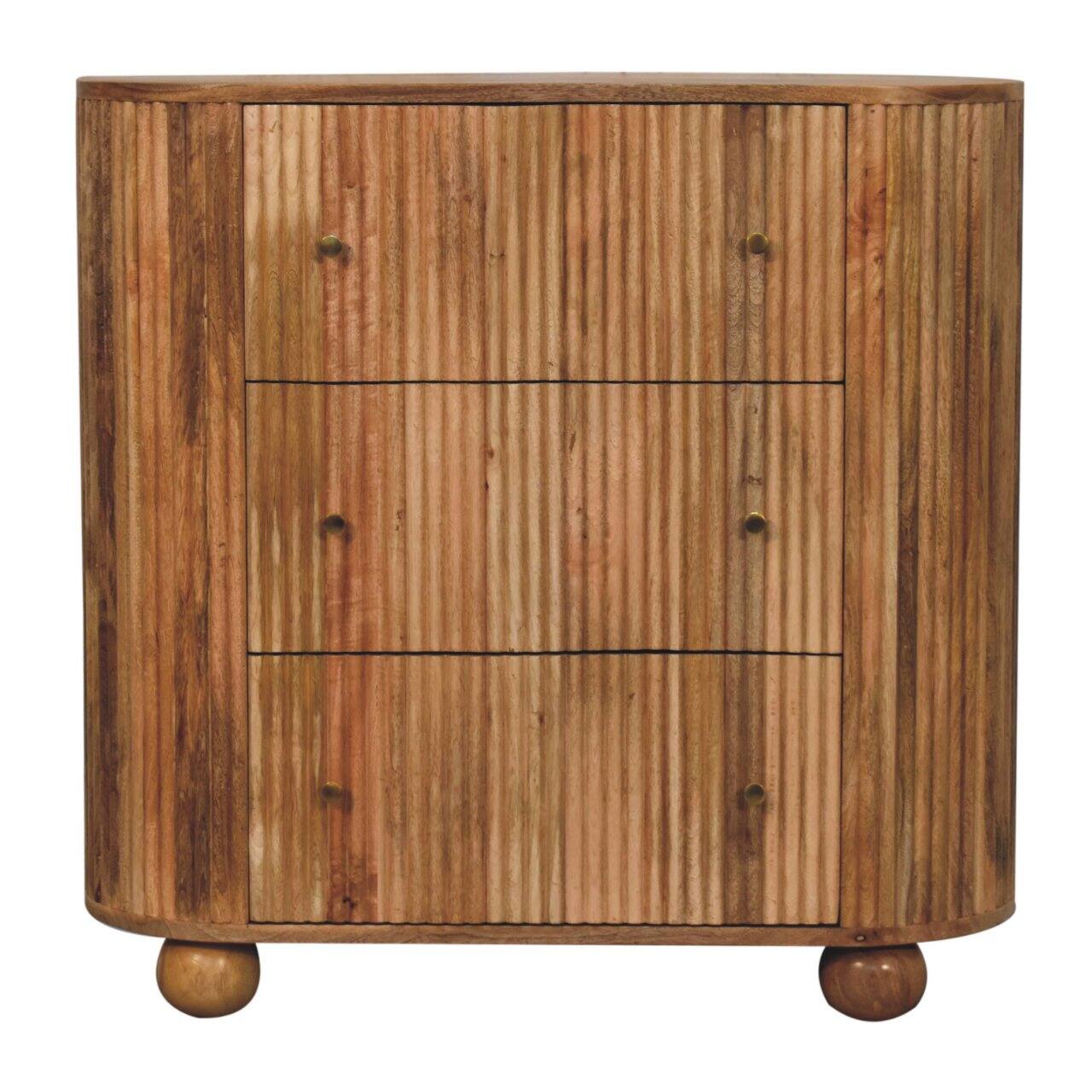 Angle. Artisan Furniture - Artisan Furniture Solid Wood Soba Ball Chest, 3 Drawers, Beige - Brown.