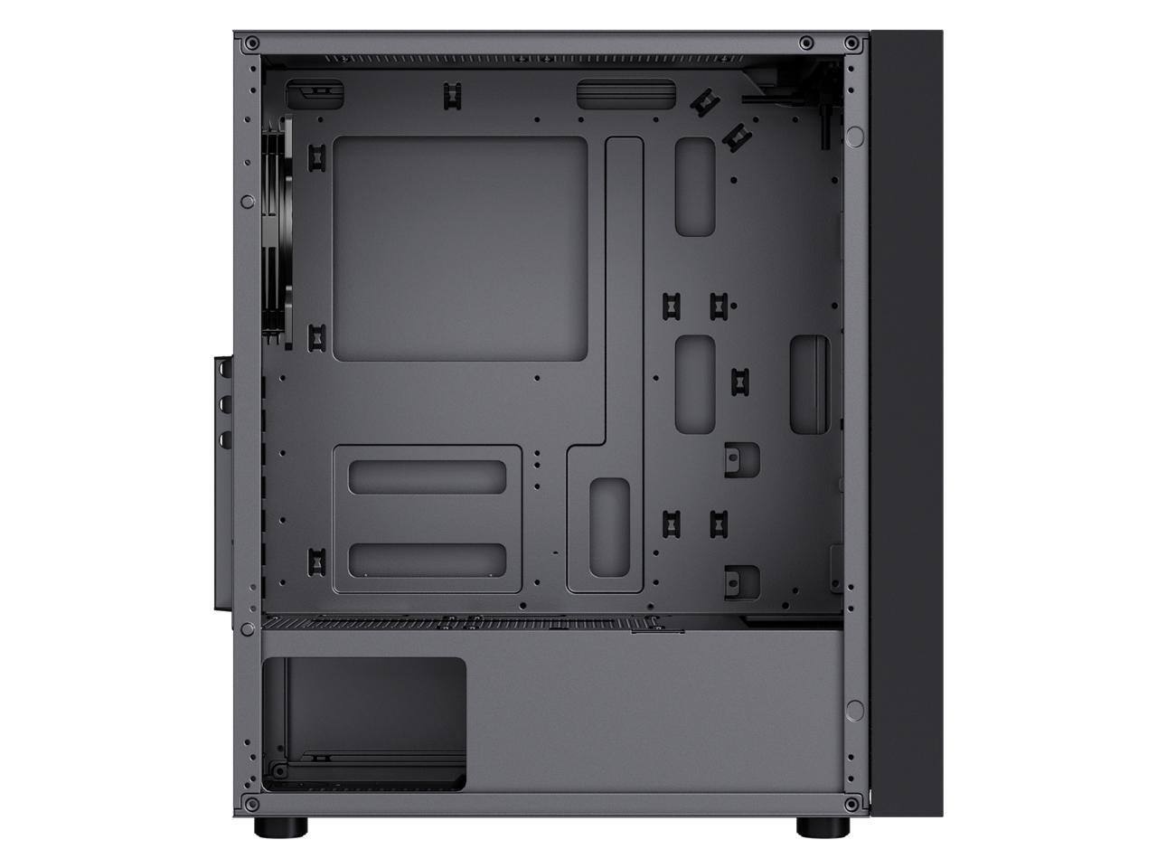 Alt View 3. DIYPC - DIYPC DIY-S03-ARGB Black USB3.0 ATX Mid Tower Case w/Tempered Glass & 4x 120mm ARGB Fans (Pre-Installed) - Black.