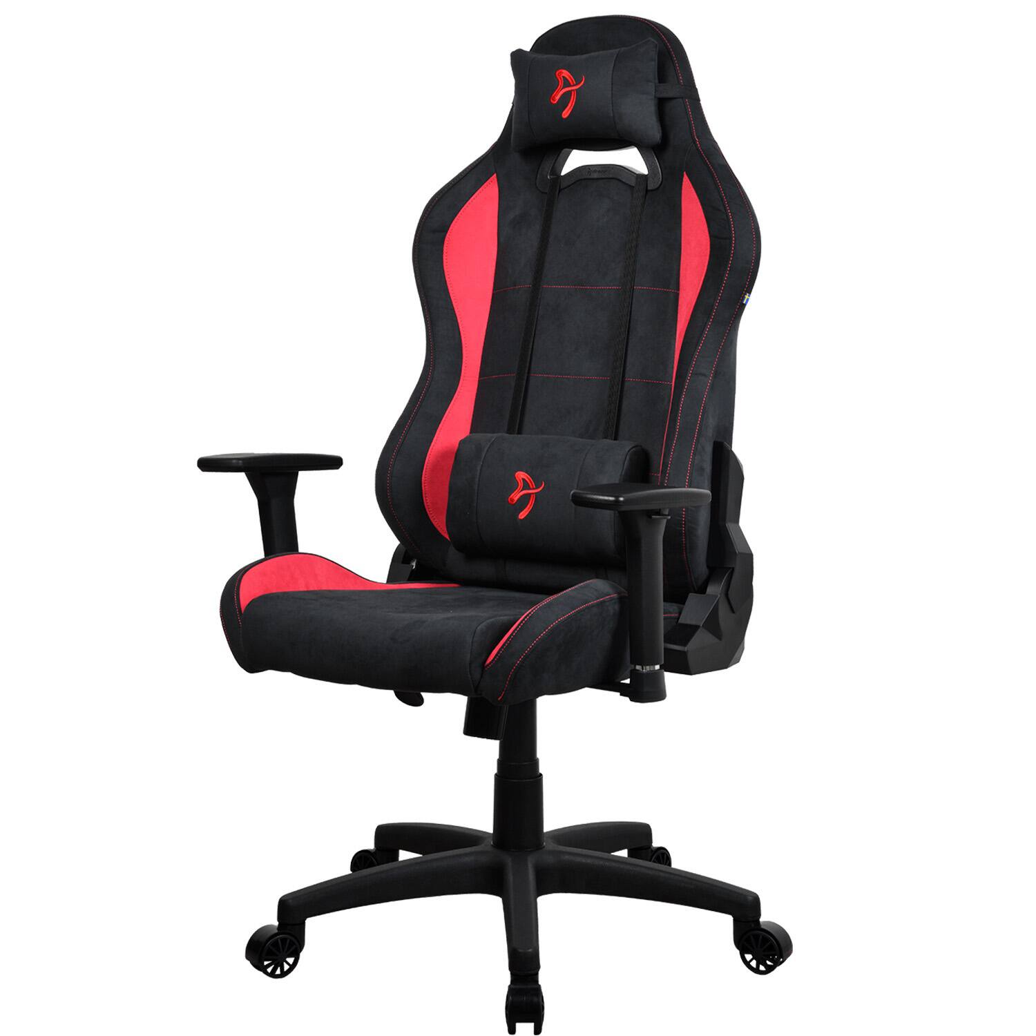 Left. Arozzi - Torretta Supersoft Upholstery Fabric Gaming Chair - Red.