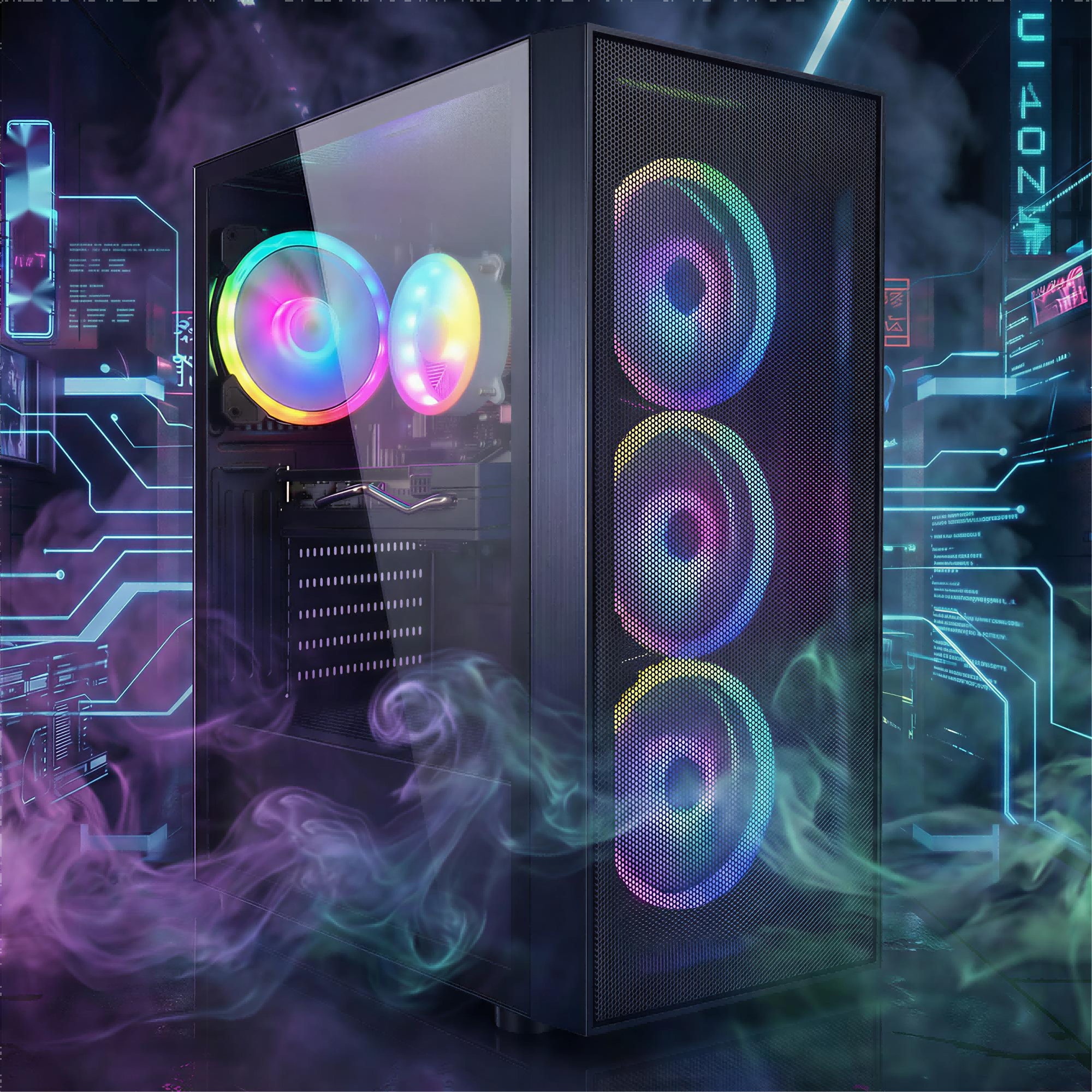 Alt View 1. STGAubron - STGAubron Gaming PC Desktop, 8th Gen Intel Core I7 up to 4.1GHz, Radeon RX 580 8G, 16GB DDR4, 1TB SSD, WiFi 6, Win11H - Black.