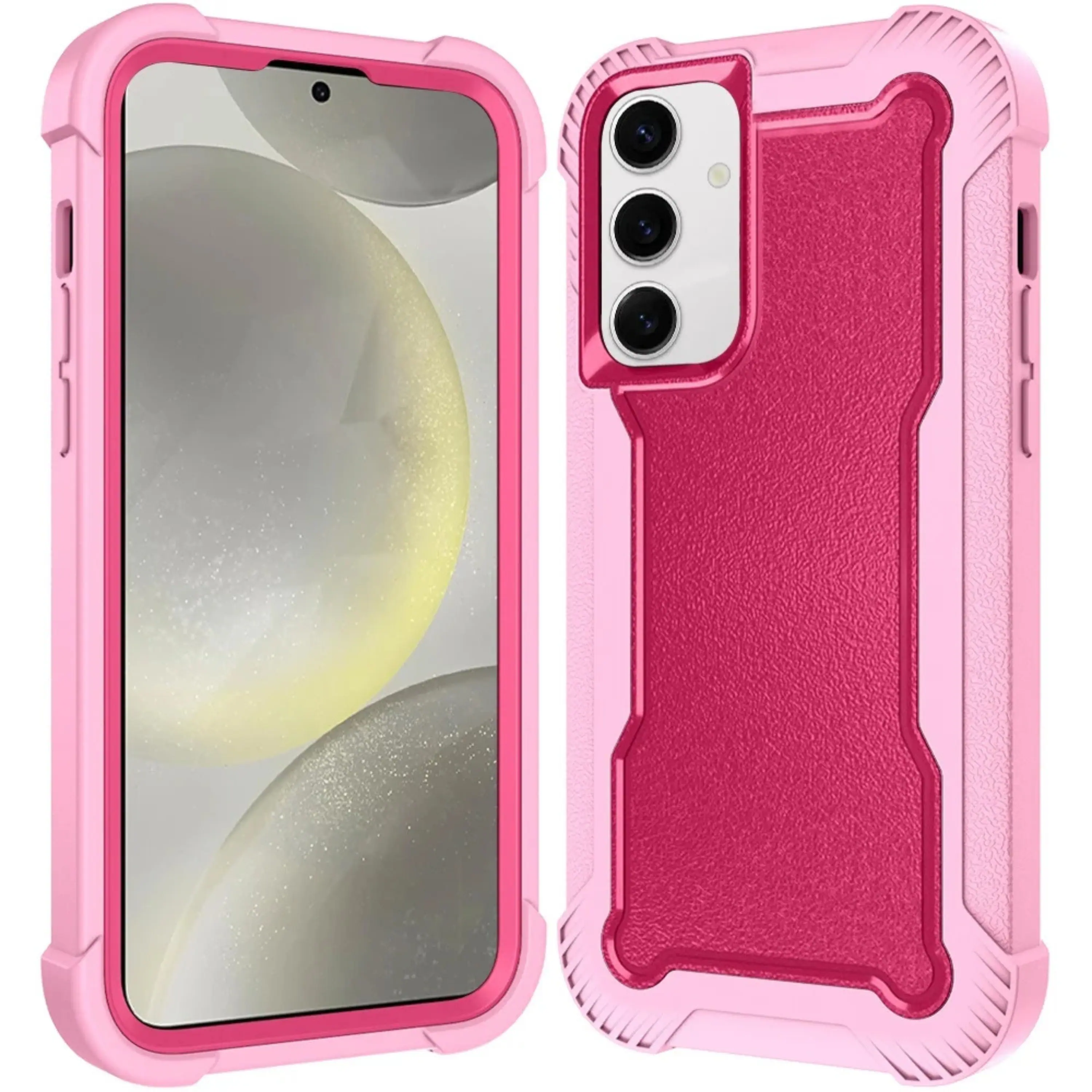 Angle. Kitcheniva - Shock Absorbent Thick Case For Samsung S25 Plus S24 Plus Rugged Design Hot Pink - Hot Pink.
