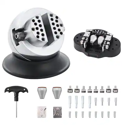 Front. VEVOR - Ball Vise, 3" Engraving Setting Tool, 360° Rotation Engraving Block Vise, 30 PCS Attachment Jewelry Engraving Block - Black;Silver.