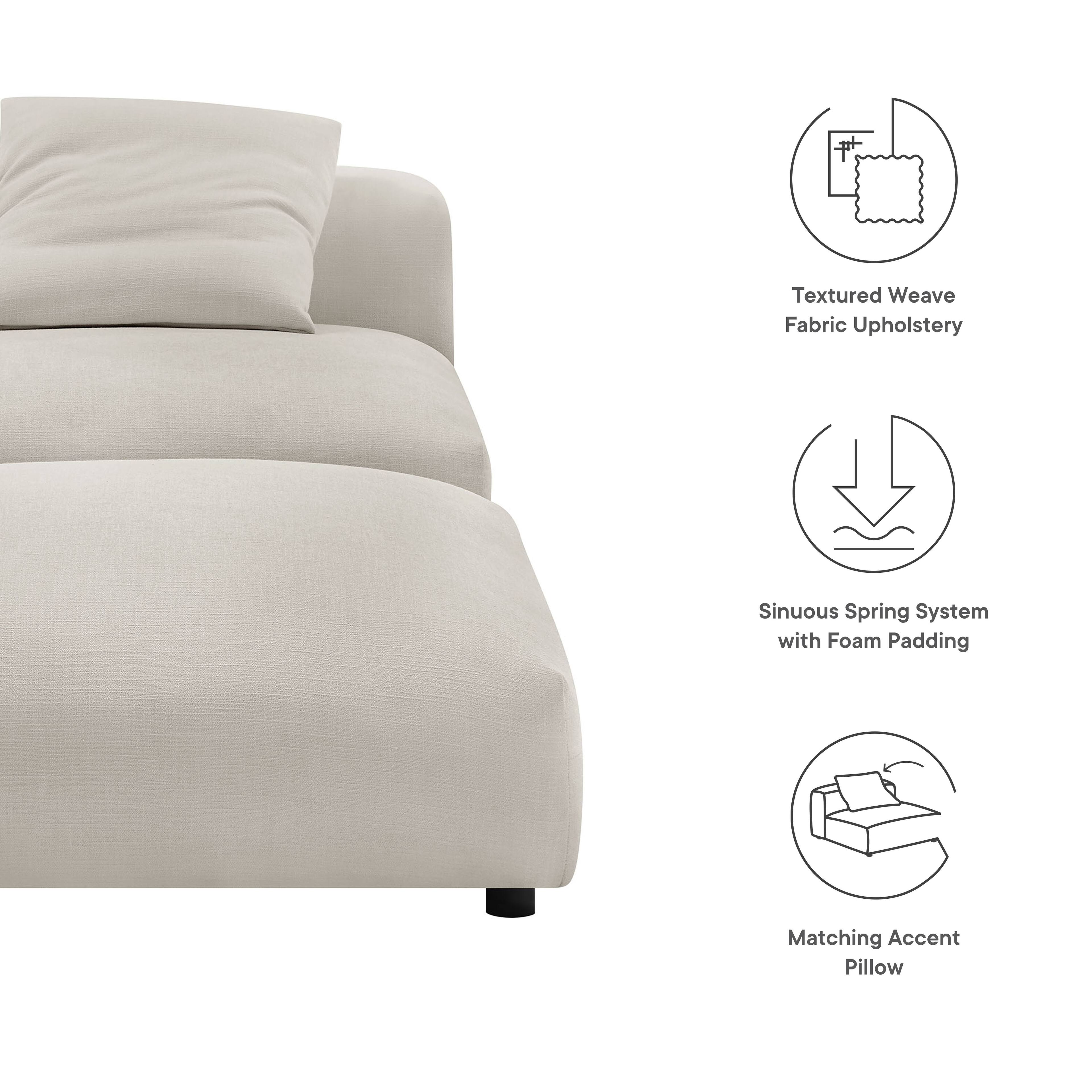 Textured Weave Fabric Upholstery  
Sinuous Spring System with Foam Padding  
Matching Accent Pillow