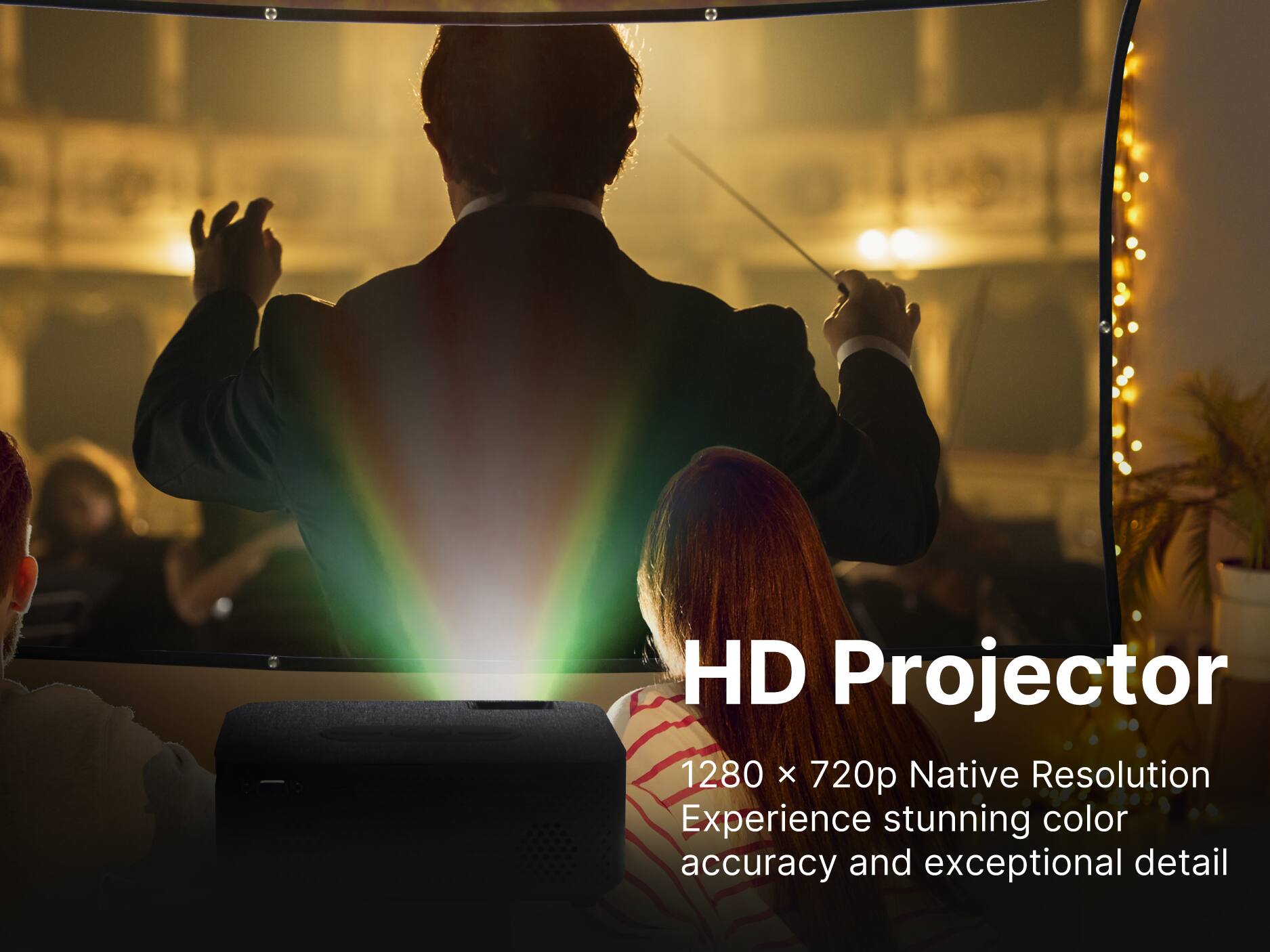 HD Projector 1280 x 720p Native Resolution Experience stunning color accuracy and exceptional detail