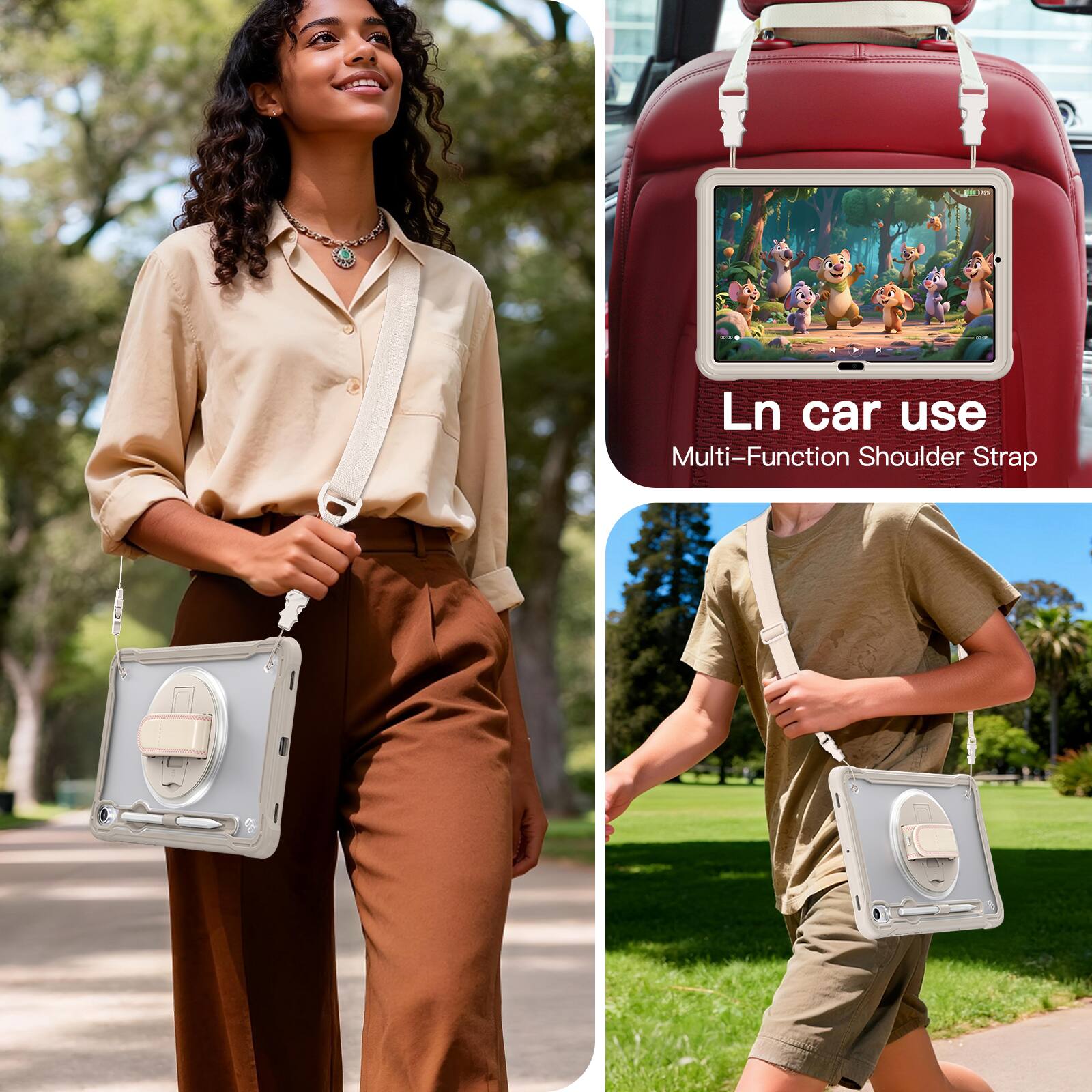 In car use  
Multi-Function Shoulder Strap
