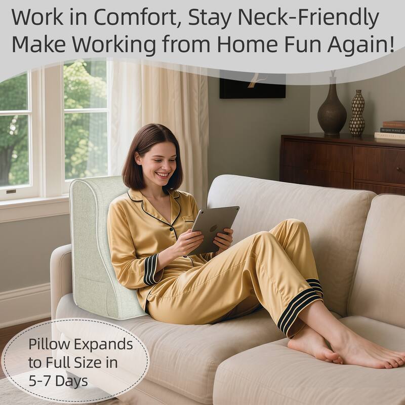 Work in Comfort, Stay Neck-Friendly. Make Working from Home Fun Again!  
Pillow Expands to Full Size in 5-7 Days.