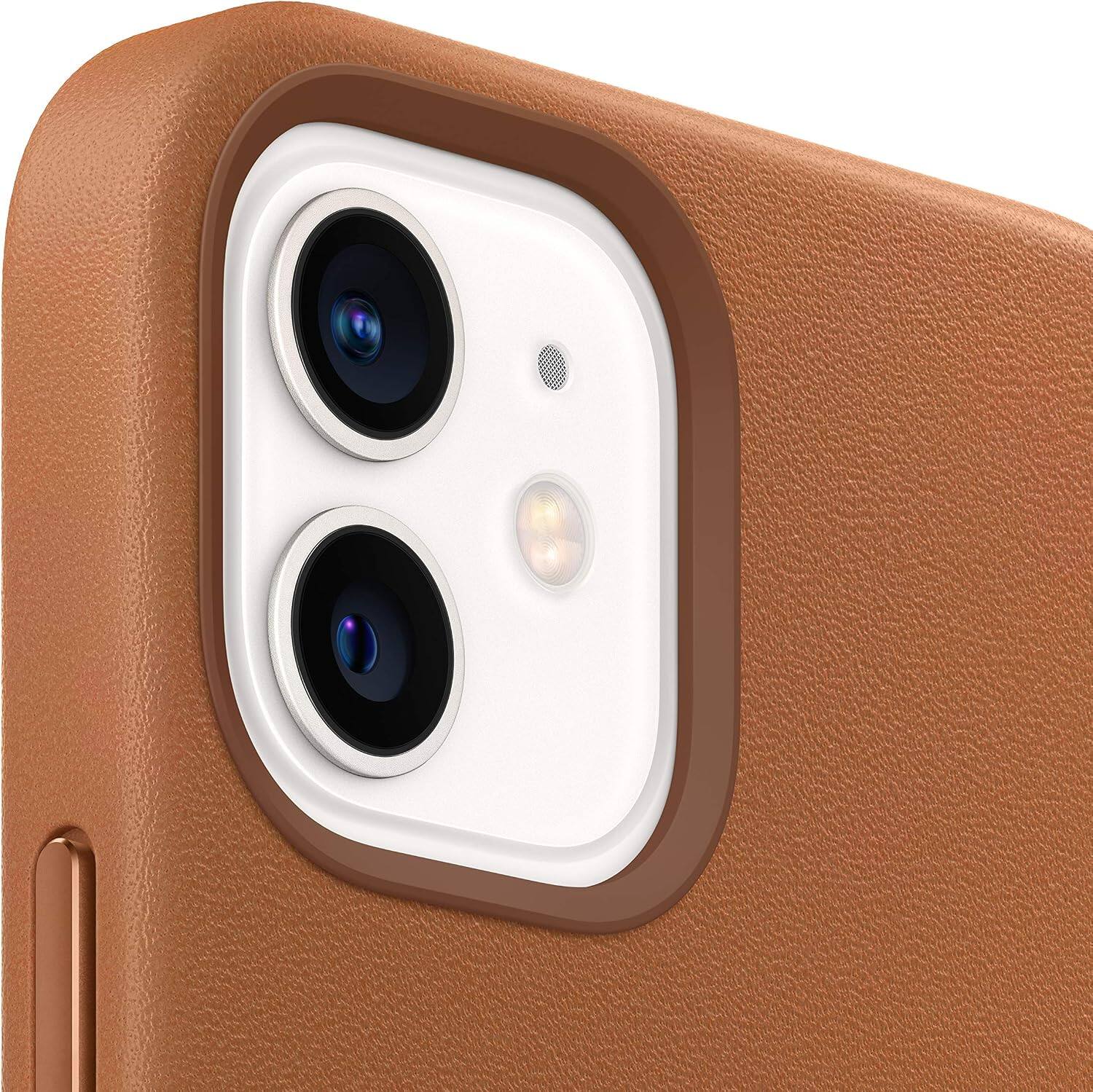 Alt View 2. Apple - Apple iPhone 12 and iPhone 12 Pro Leather Case with Magsafe - Saddle Brown - Brown.