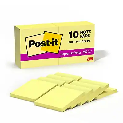 Post-it
10 PADS
900 Total Sheets
super sticky
2X POWER
3M