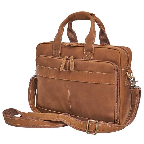 Angle. Luxorro - Leather Laptop Bag for me. Fits 15" Laptops - Light Brown.