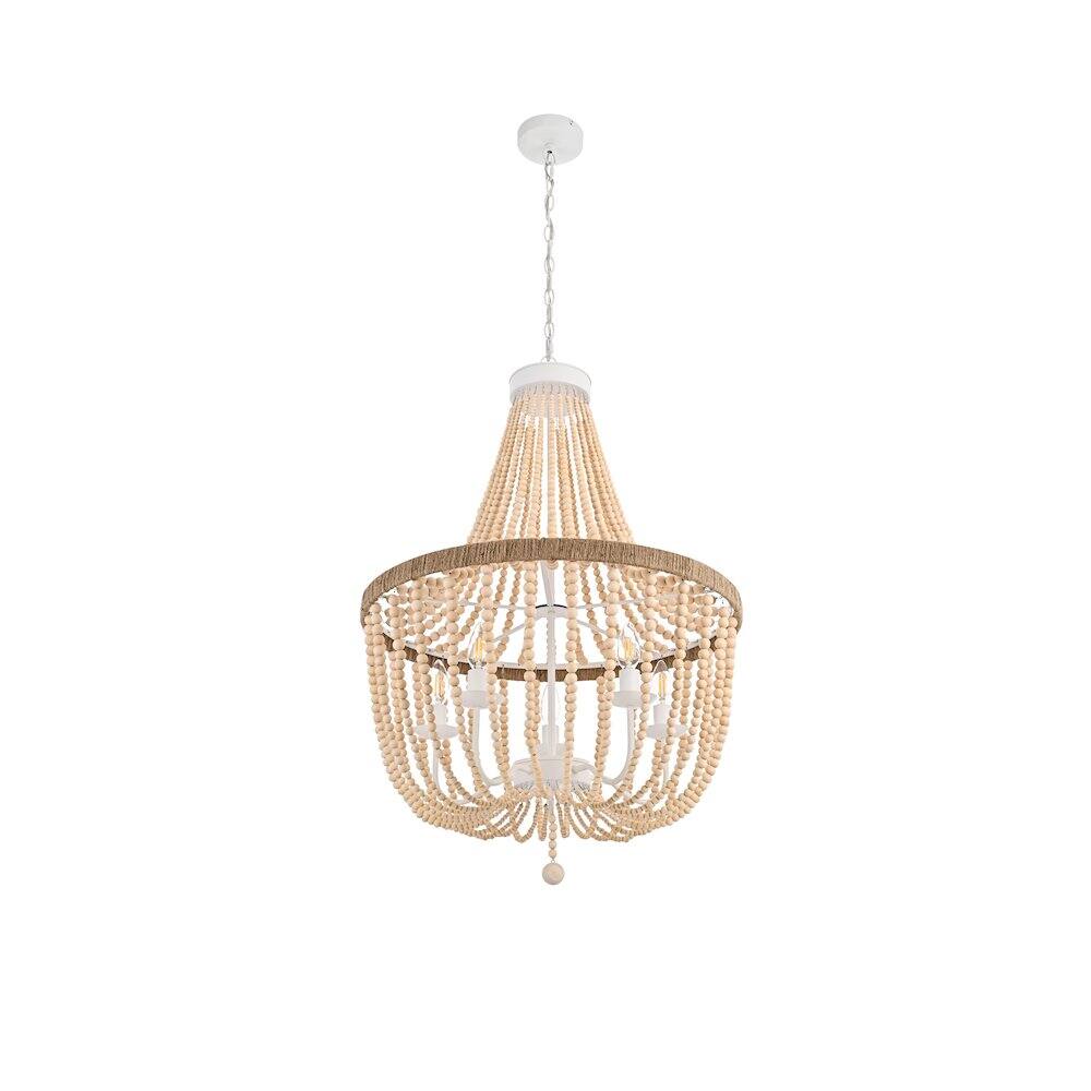 Angle. Living District - Jolie 24 Inch Beaded Pendant In Beige - Beige.