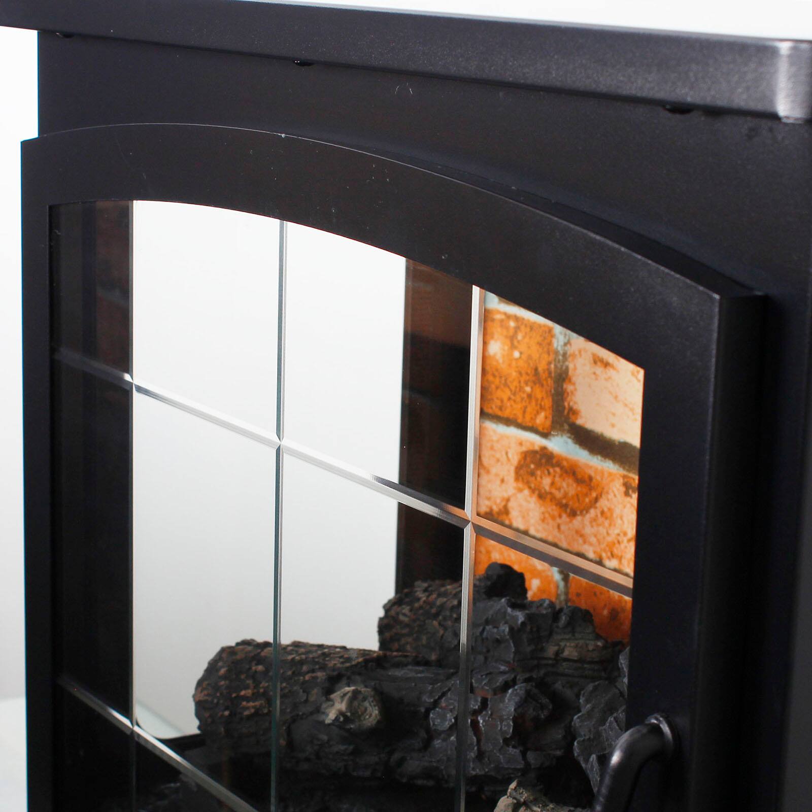 Alt View 5. Chateau Abodes - 21" Freestanding Electric Fireplace, Three-Sided View with 3D Flame Effect & Remote Control - Antique Black.