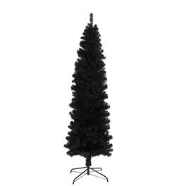 Spaco - 7.5FT Slim Artificial Christmas Tree, Foldable Metal Stand - Black