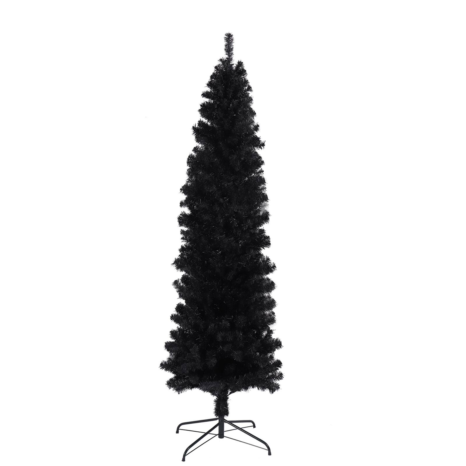Front. Spaco - Spaco 7.5FT Slim Artificial Christmas Tree, Foldable Metal Stand, Black - Black.