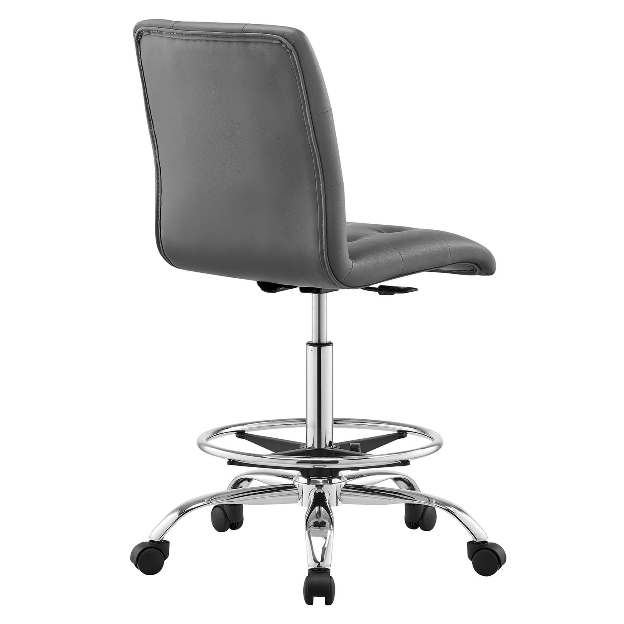 Alt View 2. Modway - Prim Armless Vegan Leather Drafting Chair by Modway - Silver Gray.