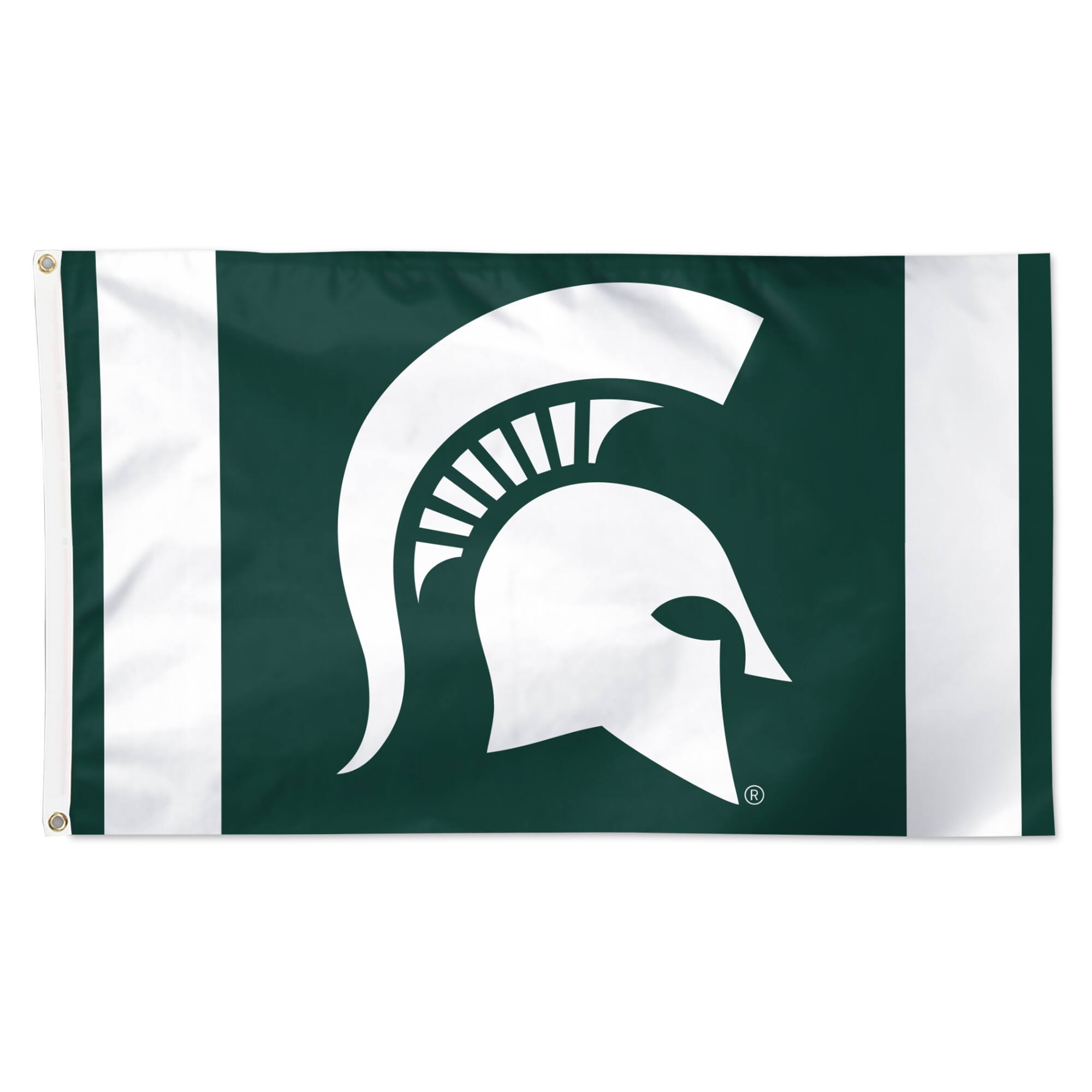Front. WinCraft - Michigan State Spartans 3' x 5' Vertical Stripe Deluxe Single-Sided Flag - Multicolor.