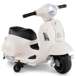 Costway - Kids Ride on Motorcycle with Training Wheels Headlight Horn 6V Battery For Kids Aged Over 3 Years - White