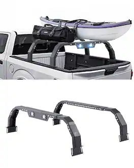 VEVOR - Overland Truck Bed Rack, 14.4-17.3 in Height, Adjustable Bed Cargo Rack with Security LED Light - Black