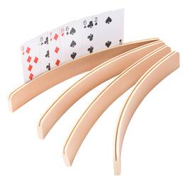 GSE Games & Sports Expert - 12.5" Set of 4 Playing Cards Holders, Wooden Curved Playing Card Racks for Kids, Adults and Seniors