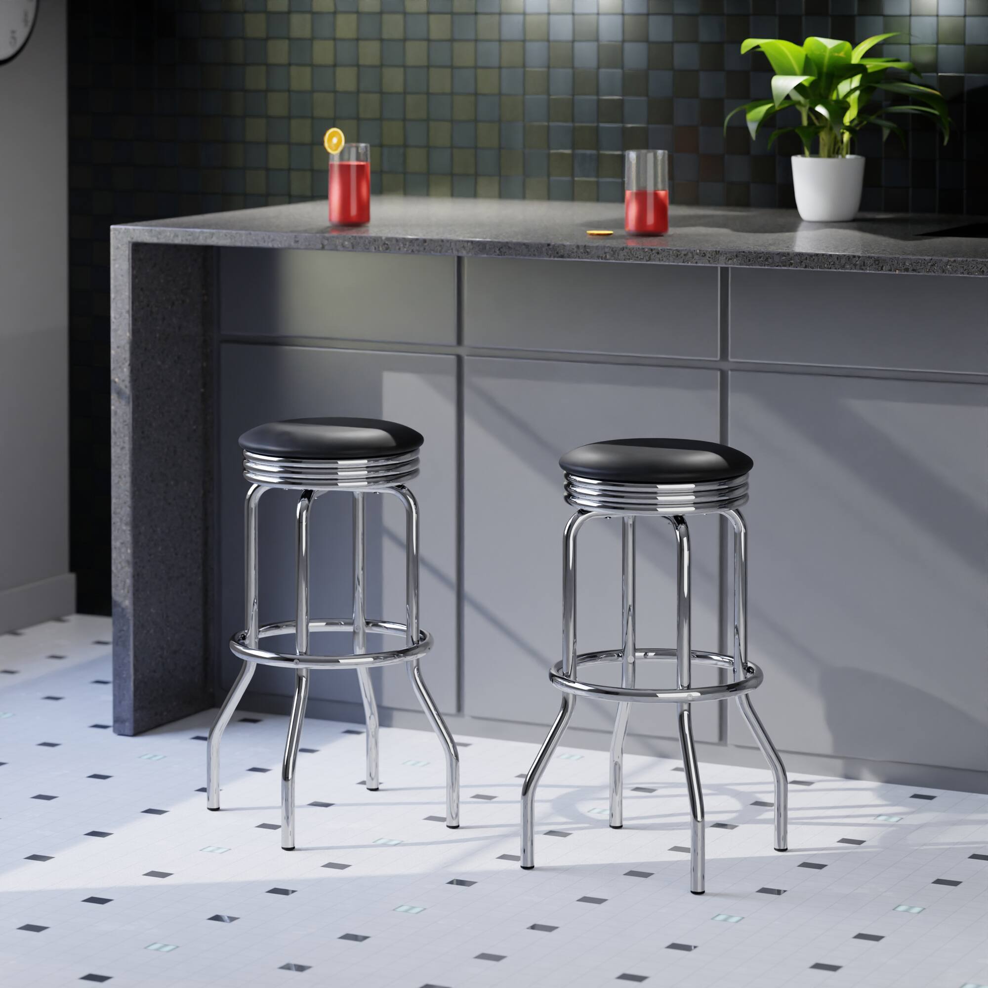 Alt View 7. Winsome Wood - Summit 2-Pc Swivel Seat Stool Set - Black/Bright Chrome.