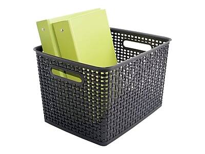 Alt View 1. Advantus - Advantus Large Weave Plastic Bin, Black, 2/Pack (AVT40328) - Black.