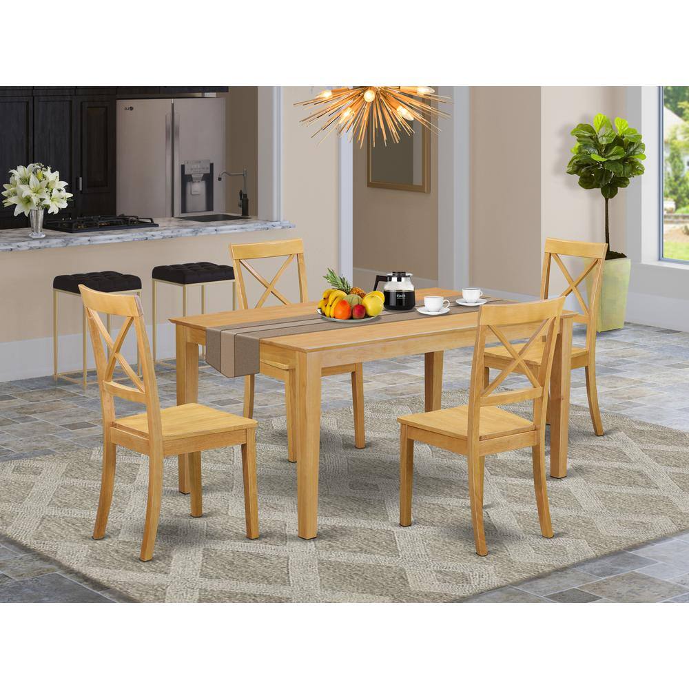 Left. East West Furniture - Dining Room Set Oak - Brown.