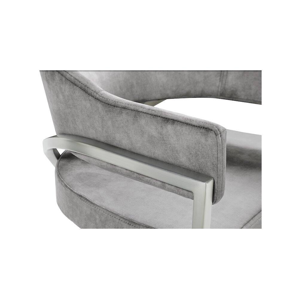 Alt View 3. Meridian Furniture - Madelyn Grey Velvet Dining Chair, Set of 2 - Grey.