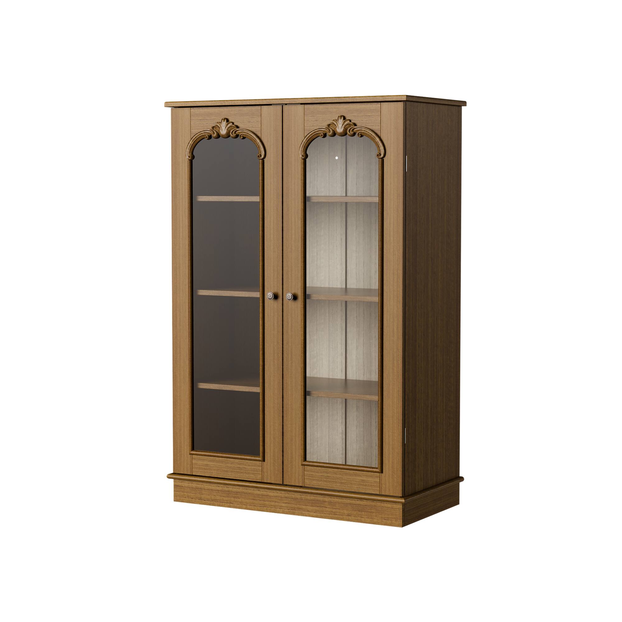 Back. Famapy - Famapy French Country Glass Display Cabinet: Rustic - Chic Dishware Storage + Showcase - Wooden.