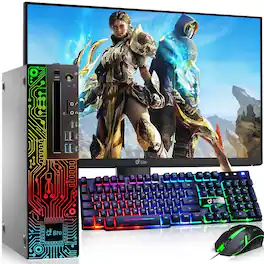 Lenovo - Refurbished Excellent - RGB M920 Desktop PC | Intel Core i5-8th 3.0GHz | 16GB DDR4 RAM | 256GB SSD | NVIDIA GTX 1050Ti | 22" LED | Wi-Fi | Win11 - Black