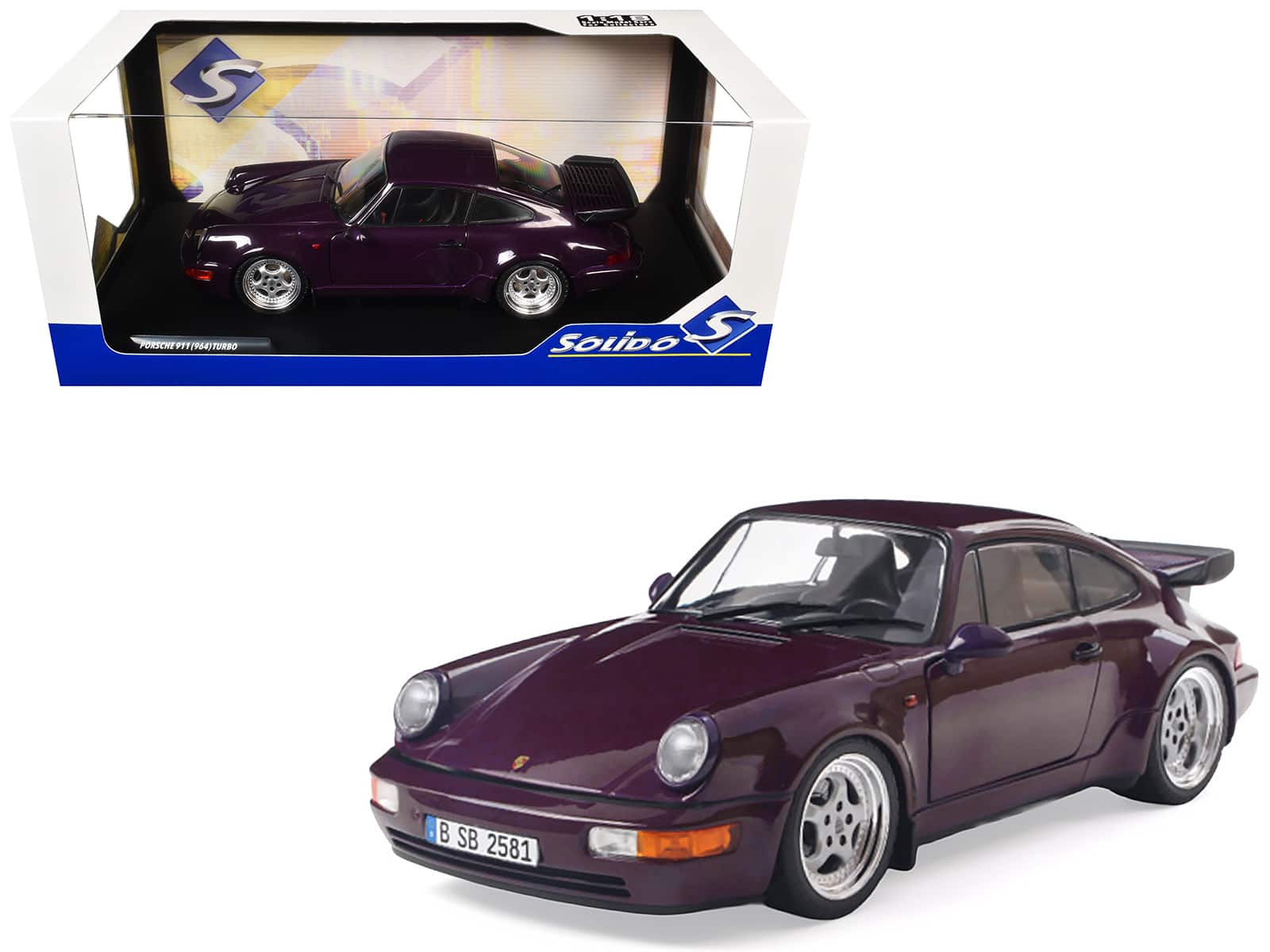 1990 Porsche 911 (964) Turbo Violet Blue Metallic 1/18 Diecast Model Car by Solido price history on PriceWatchPro