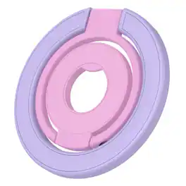 UUCOVER - Magnetic Phone Ring Holder Compatible with MagSafe, Rotating Tri-Fold Finger Grip Stand Dual-Sided Magnets Kickstand - Purple+Pink