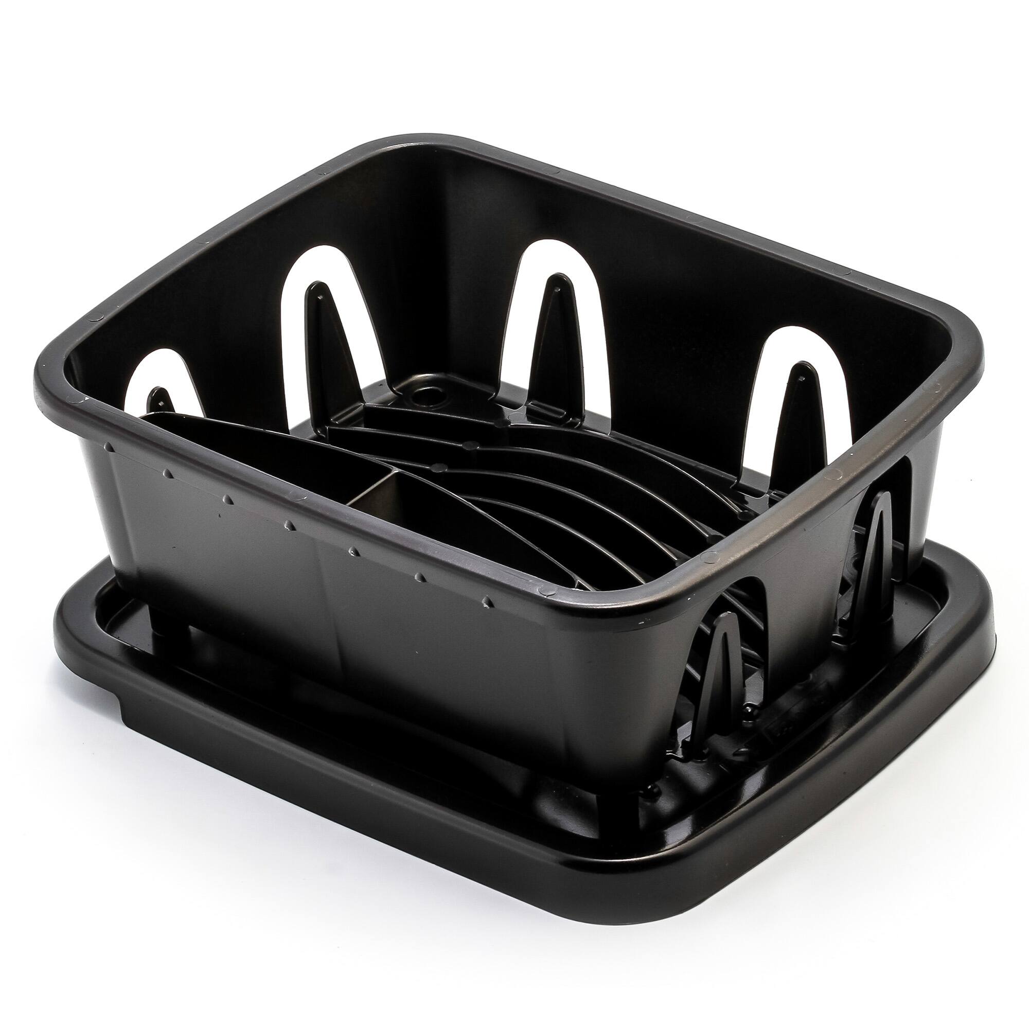 Alt View 2. Camco - Camco RV Mini Dish Drainer and Sloped Tray, Compact Drying Rack for Small Sinks - Black.