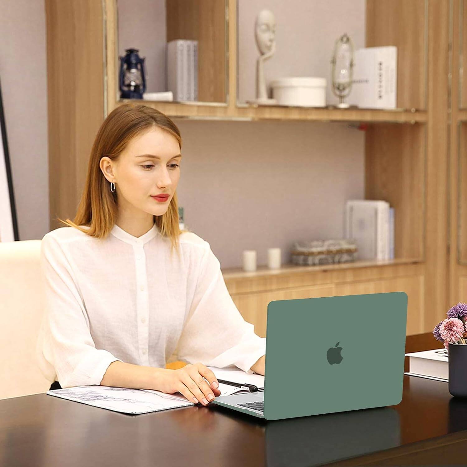 Alt View 2. mosiso - Case for MacBook Air 13 inch Case 2020 2019 2018 Release M1 A2337 A2179 A1932 with Touch ID with Keyboard Cover - Emerald Green.