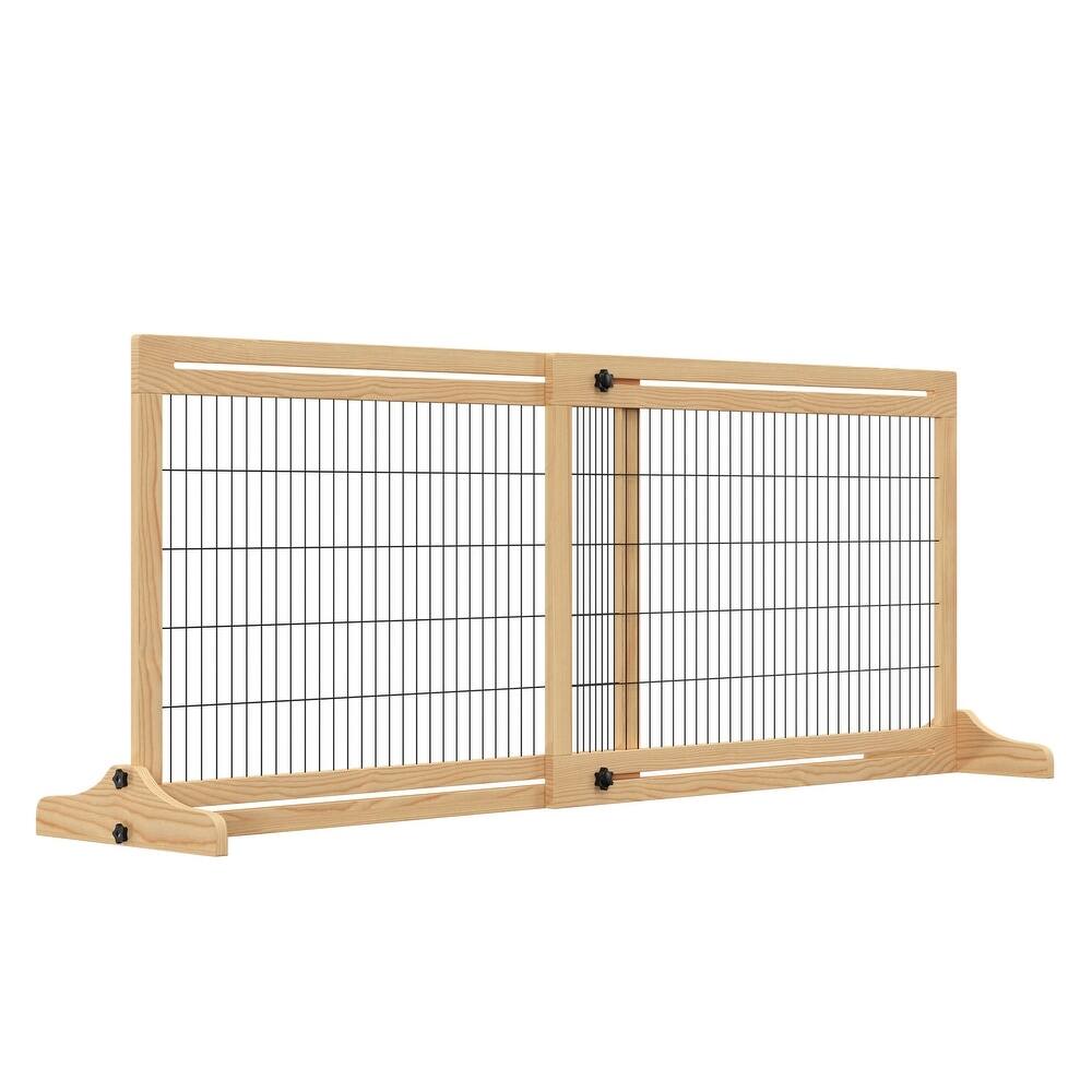 Front. Ficcuss Pets - Natural Extra Wide Freestanding Pet Gate.